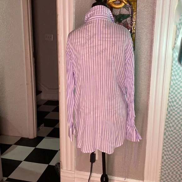 Savage X Fenty COASTAL STRIPE WOVEN VOILE SLEEP SHIRT size medium NWOT - Picture 10 of 10